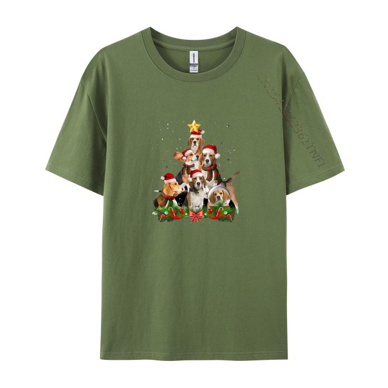 Men T Shirt Beagle Dog Christmas Dog Teeshirt Best Tees Black Tshirt Vintage American Style Winter Gift