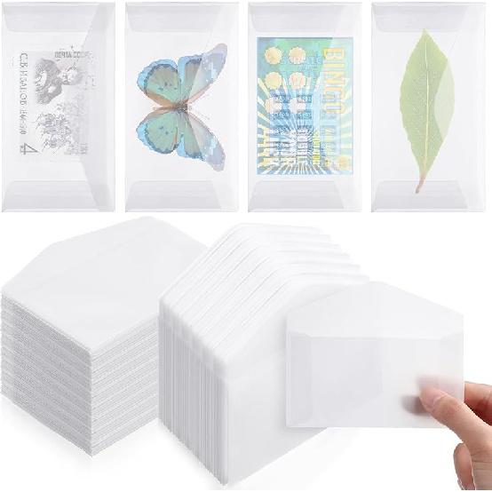 Eersida Glassine Envelopes 2.5x4.25 Inch Glassine Mini Lotto Lottery Ticket Holders Wedding Guest Favor Tissue Seed Envelope Holder for Scratch Stamp