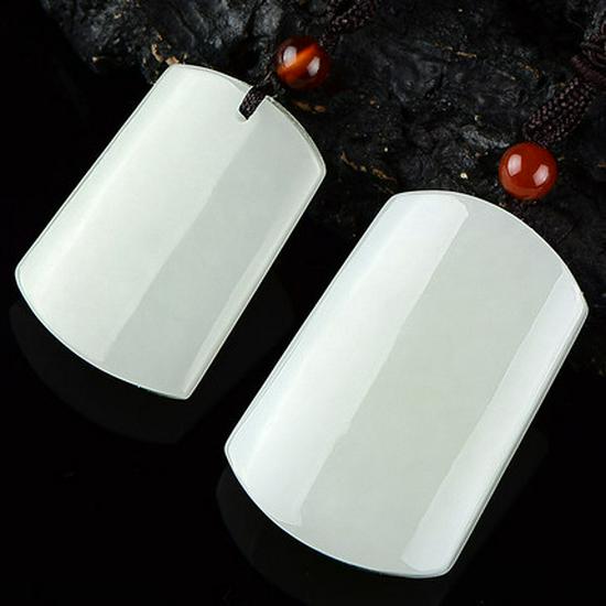 Jade Handicraft Unisex Hotan Peace & Safety Jade Pendant with Certificate Small: 35x24x7mm