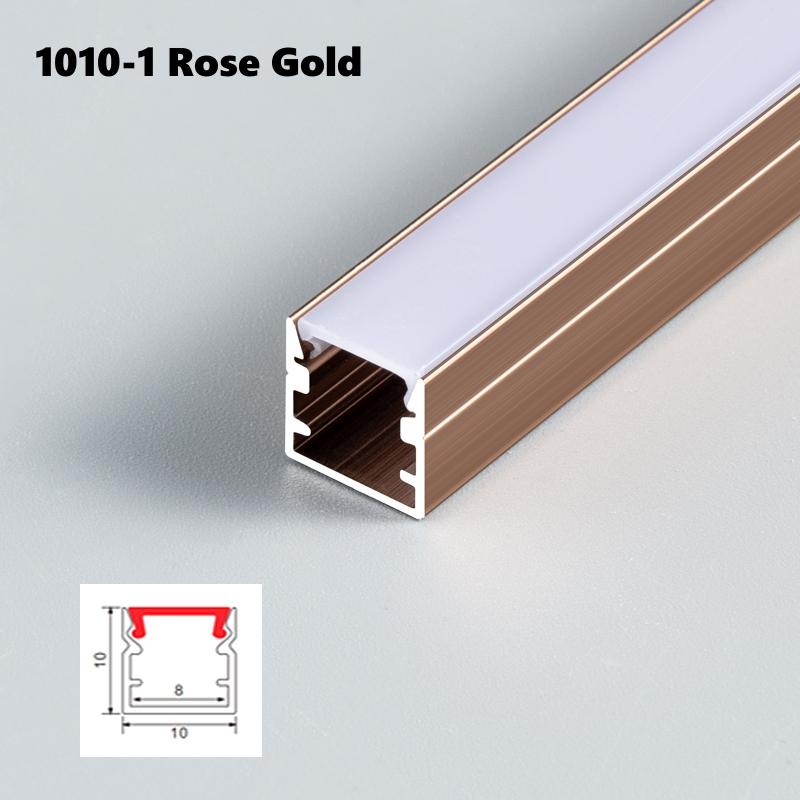 0.5/1m Rose Gold U/W Style LED Aluminum Profile Milky Cover Bar Lamp Cabinet Closet Background Corridor Decor Linear Strip Light