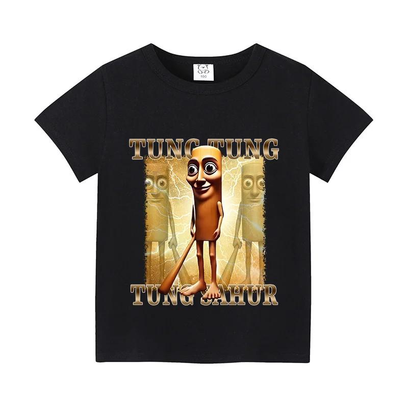 Italian Brainrot Tung Tung Tung Sahur Kids Shirt Funny Meme Graphic Tee Cotton 4XL
