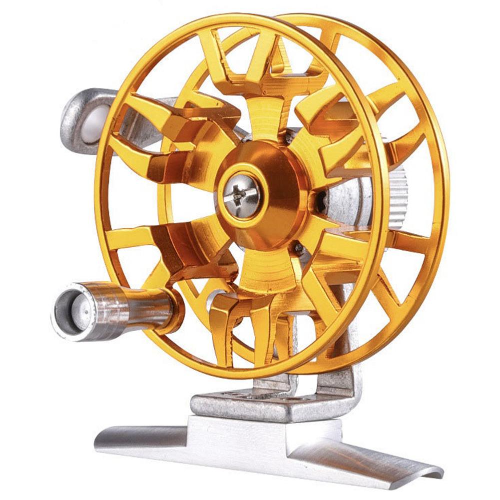 

Цельнометаллическая рыболовная катушка с мини-маховым колесом для подледной рыбалки на форель, аксессуары для ловли щуки в пресной и соленой воде золотистый