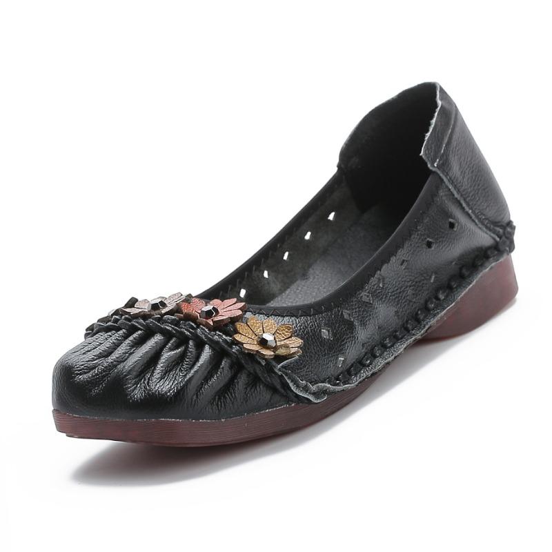 

Summer new casual flat-bottomed breathable women s shoes leather hollow single shoes women s hole shoes soft sole 35 чёрный