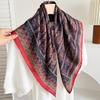 White polka dot peony flower small square scarf cotton and linen silk scarf women's high-end neck yarn air-conditioned room scarf shawl thin