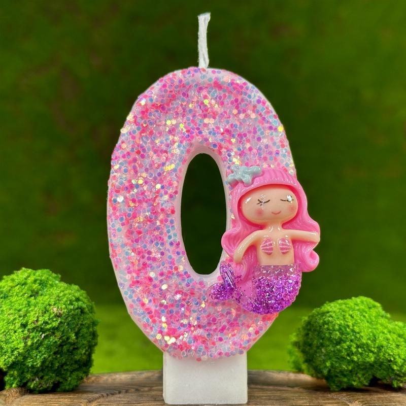 

Creative Cake Number Birthday Candle Pink Mermaid Birthday Party Handmade Decoration 0