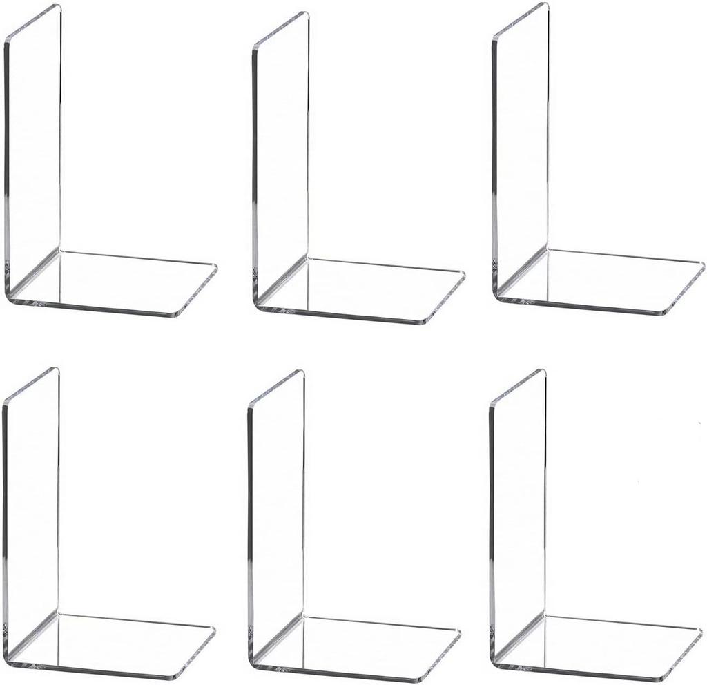 2-8 Pieces Book Ends, Bookends, Books Stand, Books Stoppper, Clear Bookend for Shelves, Acrylic Book Ends for School, Library
