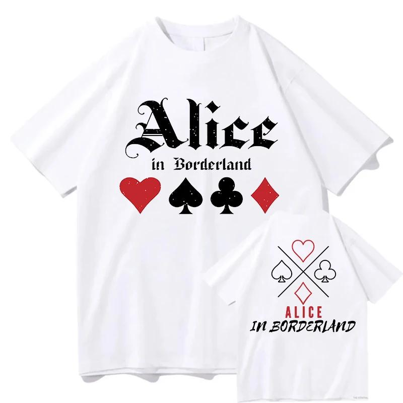 100% Cotton Vintage Alice In Borderlands T-Shirts Summer Letter Unisex Fashion Tour 2026 T Shirts Men/Women Oversize Loose Tees