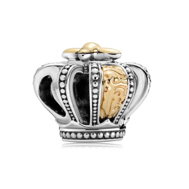 New Zircon Crown Pendant Bead Safety Chain Fit Original Fashion Charms Silver Color Bracelet Women Girl Jewelry Custom