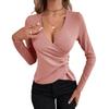 2026 Asymmetrical V-neck Buttoned Slim-fit Women's T-shirt - Elegant & Sexy Style