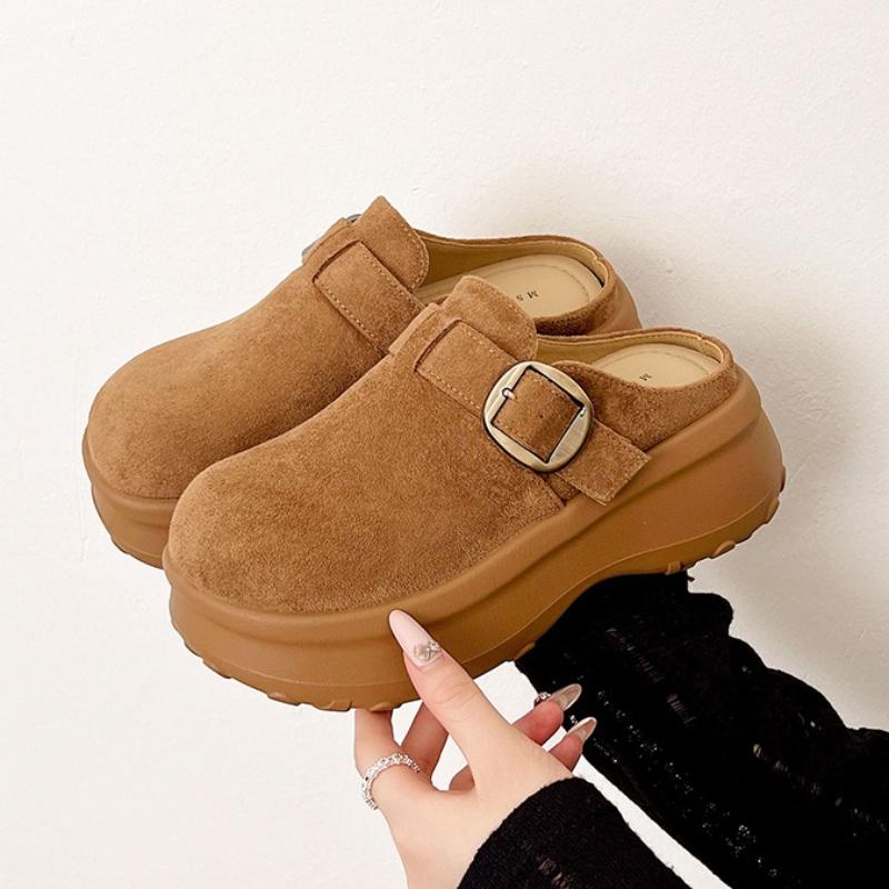 Fashion Women Mules Shoes Flats Platform Slippers Suede New Casual Shoes 2025 Trend Fashion Winter Slingback Sneakers Woman Flip Flops