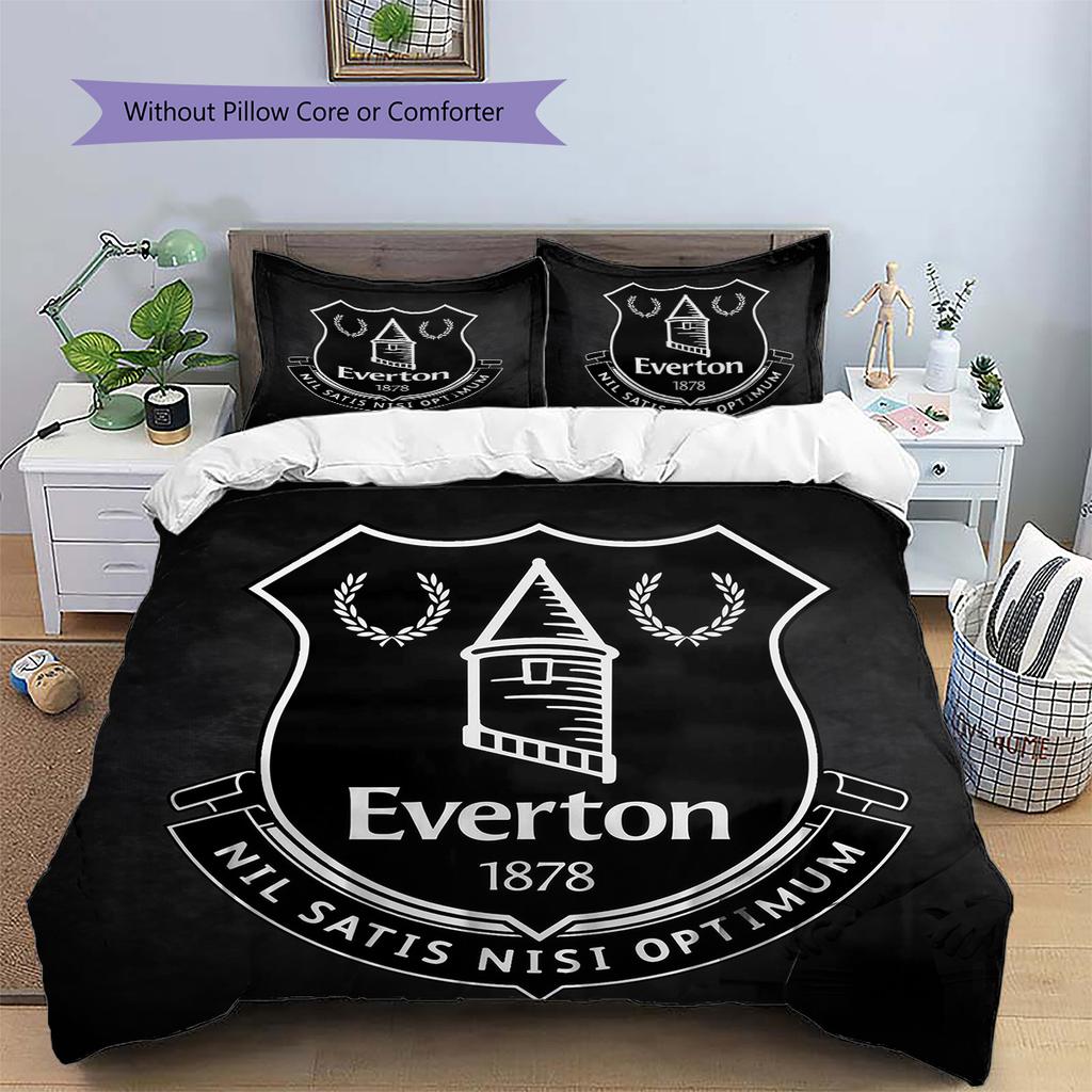 Everton F.C.  Pattern Bedding Quilt Set  Home Decoration  Gift (1 * Duvet Cover + 2 * Pillowcase  Without Core)