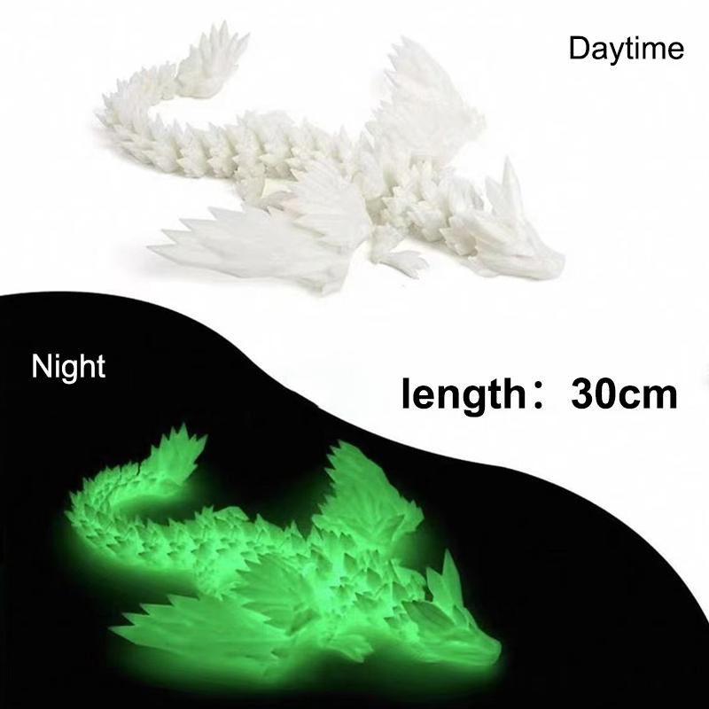 3D Printed Dragon Colorful Gem Dragon Figurines Movable Joint Rotatable Articulated Dragon Crafts Desktop Western Action Figure