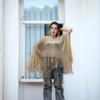 Simple Tassel Sunscreen Cover-up Crochet Loose Fit Bohemian Shawl Plus Size Casual Knit Hollow Out Top Vacation