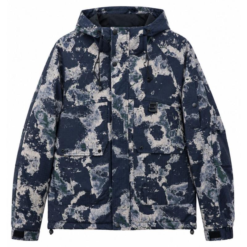 Mens Hooded Camo Jacket Lightweight Windproof Casual Outerwear Loose Fit