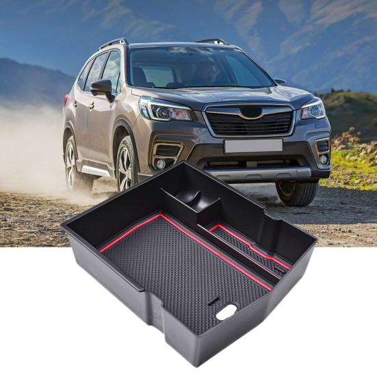 Armrest Box Storage Tray for Subaru Forester 2024-2019 USB Hole Removable Pads Easy Installation Interior Organizer for Easy Access Hidden Storage