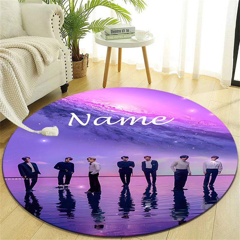 Personalized K-Kpop Team Round Chair Office Rug - Perfect for Mat, Office Chair & More - Ideal Gift for Birthdays and Holidays