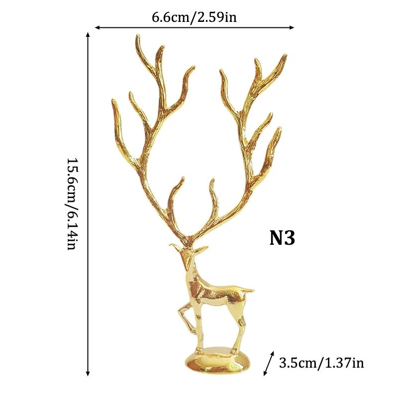 1 Piece Elk Statue Art Decoration Scandinavian Christmas Reindeer Home Crafts Vintage Gold Table Decoration Holiday Gift