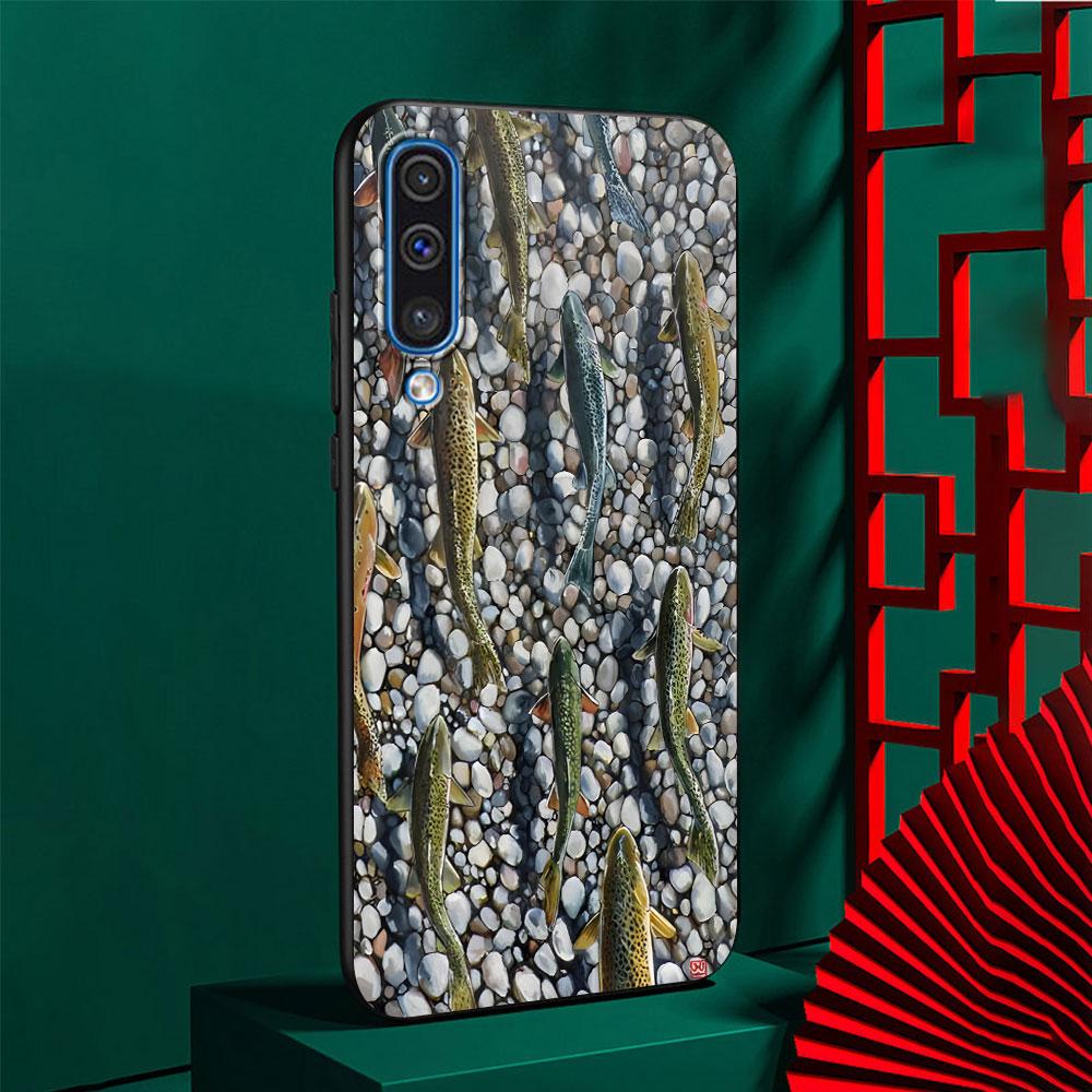 Trout Fish Fishing Case for Samsung Galaxy A03 A04s A20 A30 A20e A70 A70s A50 A40 A30s A50s A20s A10s A10 TPU Black Phone Cover