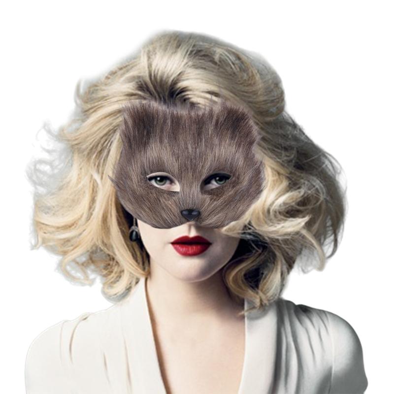 Faux Furs Foxes Tail Cats Wolf Mask Halloween Cosplays Costume Foxes Mask Tail