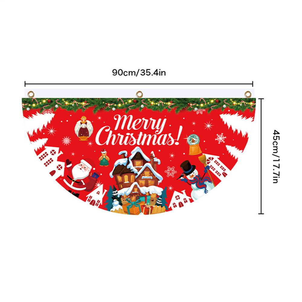 Christmas Door Curtain Banner Half Fan Shaped Christmas Bunting Flag Decoration Waterproof Christmas Door Flag For Party