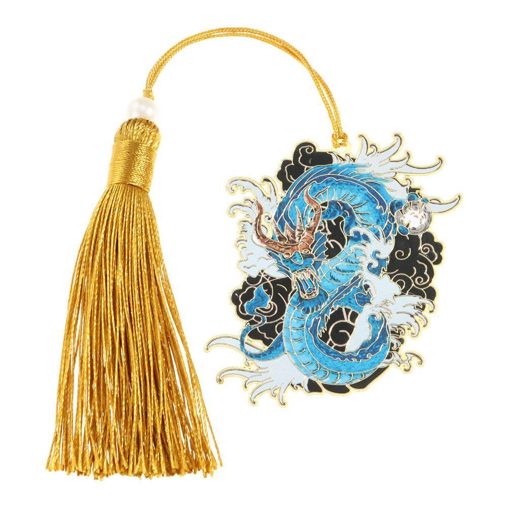 New Chinese Style Retro Mythical Bookmark With Tassel Creative Metal Hollow Dragon Tiger Book Clip Student Gift Office Supplies