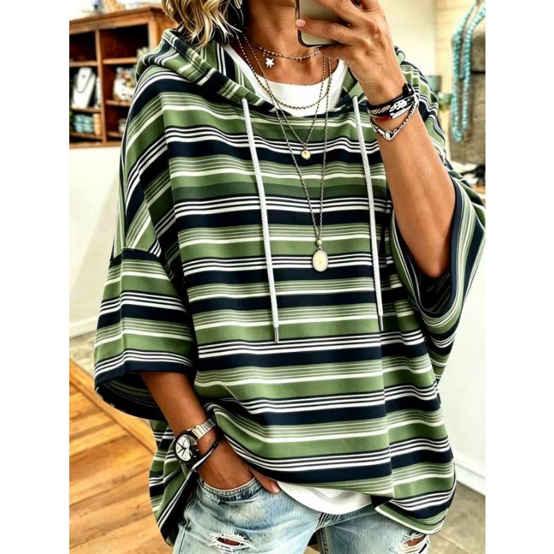 Women's Plus-Size Hooded Sweatshirt, Elegant Comfortable Simple Pattern Print,Fashionable and Versatile