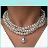 Vintage Gelaagde Parelketting Met Onregelmatige Waterdruppel Hanger Voor Vrouwen Zomer