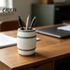 Stable Desk Storage Wine Barrel Shaped Organizer, 3D Printed Vintage Pen Holder, Large Capacity Desktop Organizer Pot with Solid Base, Practical