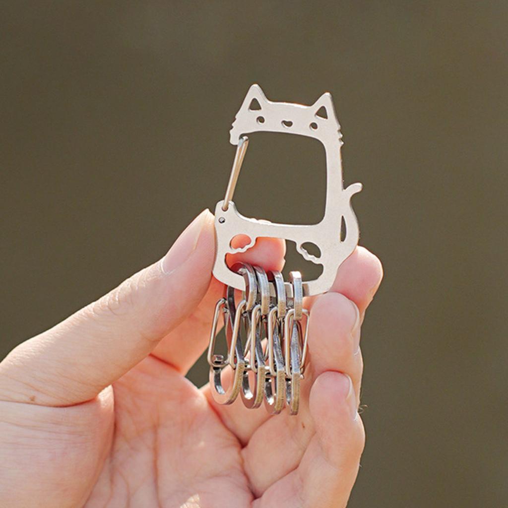 Outdoor Lucky Cat Stainless Steel Keychain Portable And Lightweight Design For Camping Hiking And Everyday Use