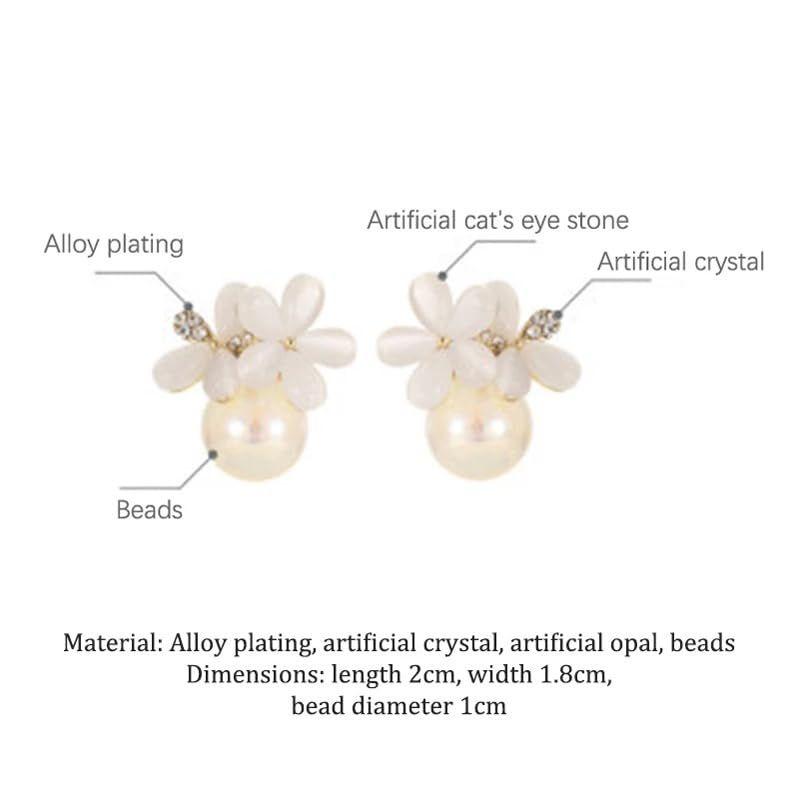 Latest Sweet Romantic Elegant White Flower Hoop Earrings | Stylish Shell Resin Delicate Pearl Flower Zircon Earrings | Trendy Versatile Jewellery