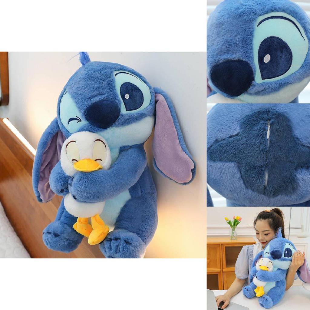 Adorabile Peluche Stitch che Abbraccia un'Anatra Morbido Bambola Ripiena in Cotone PP per Bambini e Fidanzate Regali di Compleanno