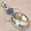 Necklace Rainforest Jasper Gemstone Handmade Gift For Her Silver Jewelry 3"