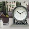 Fashionable Love Letter Plastic Bedroom Desk Clock with Quiet Operate Battery Operated No Ticking Bedside Table Clock