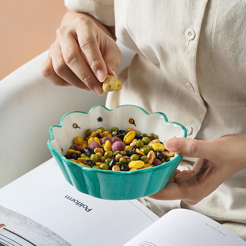 5.8 inch Ceramic Salad Bowl Flower Dinner Bowl Pasta Baking Bowl Porcelain Serving Bowl Set of 2