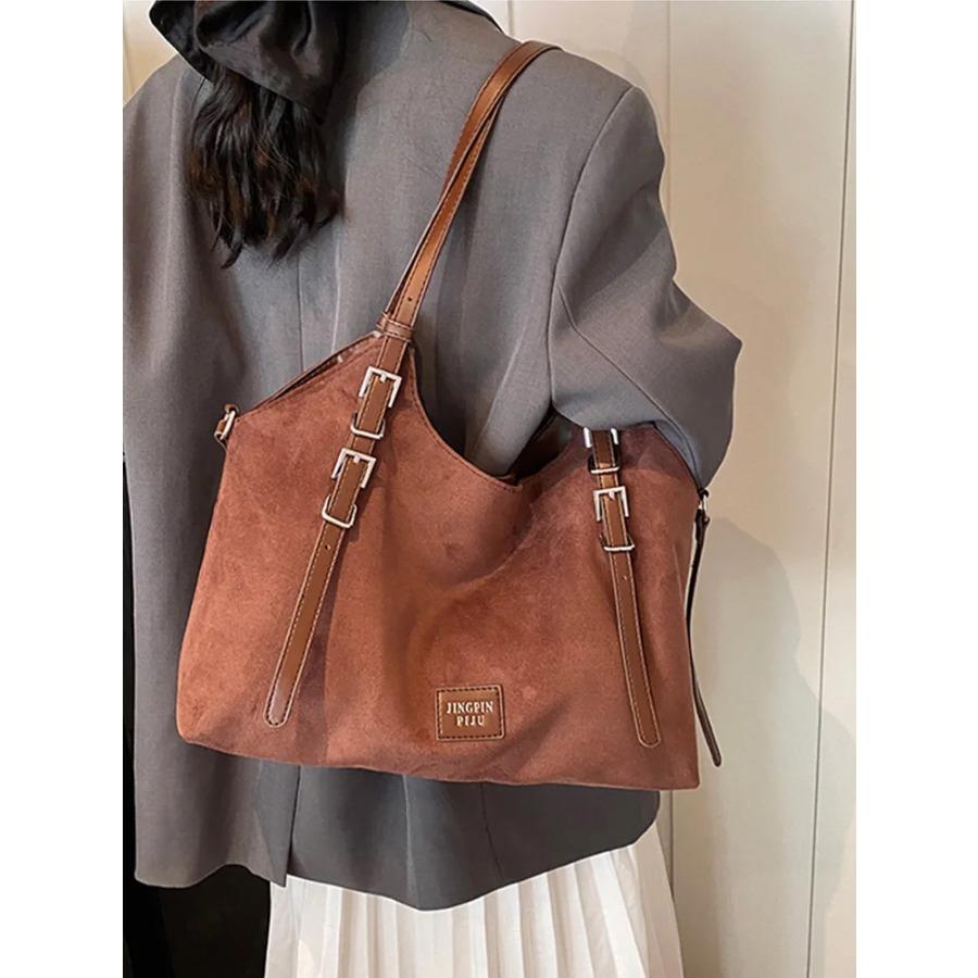 Vintage Faux Wildleder Samt Frauen Schulter Taschen Neue Große Kapazität Pendler Tote Tasche Dame Casual Handtaschen