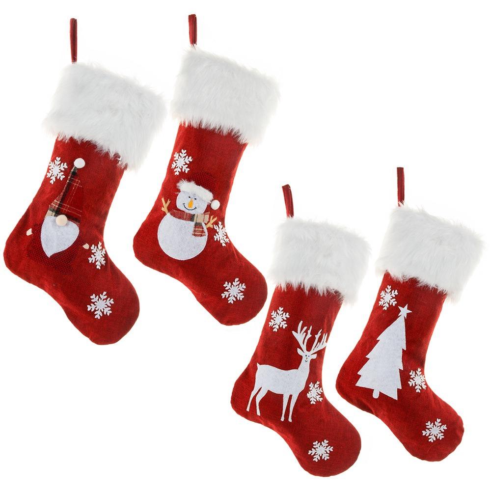 Large Size Christmas Stockings Glowing Christmas Tree Gift Candy Bag Fireplace