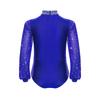 Boys Long Sleeve Mock Neck Rhinestones Adorned Press Button Crotch Back Zipper Leotard Figure Skating Dance Bodysuit