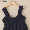 VONDA Women Strap Sleeveless Ruffled Back Elastic Casual Stretch Tank Tops