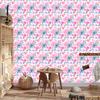 Wallpaper Flowers white, powder pink, coral and blue 50x1000
