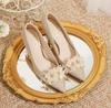Ladies Shoes 2025 Slip on Women's High Heels Fashion Wedding Pumps Women Floral Crystal Pearl Pointed Toe Thin Heels Shoes Women