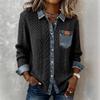 Giacca Camicia Patchwork in Maglia e Denim da Donna Manica Lunga Vestibilità Larga Casual Blusa Inverno 2026