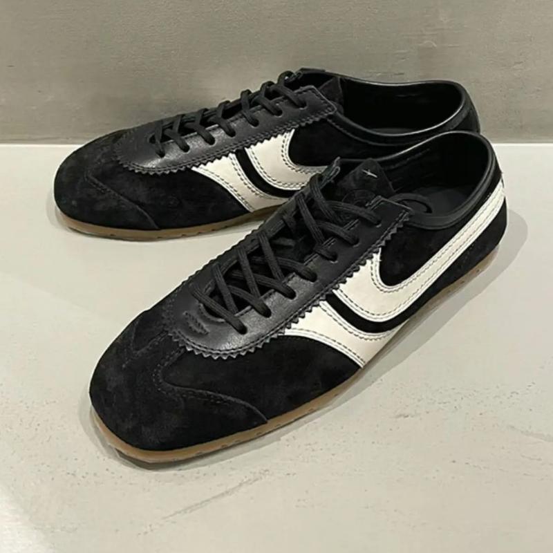 Sneakers Leather Forrest Gump Shoes Women Casual  High quality Retro Lace-up German Training Flat Shoes Women