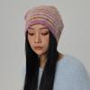 Plush Warm Skullies Hat Striped Ski Ear Protection Cap Unisex Knitted Beanies