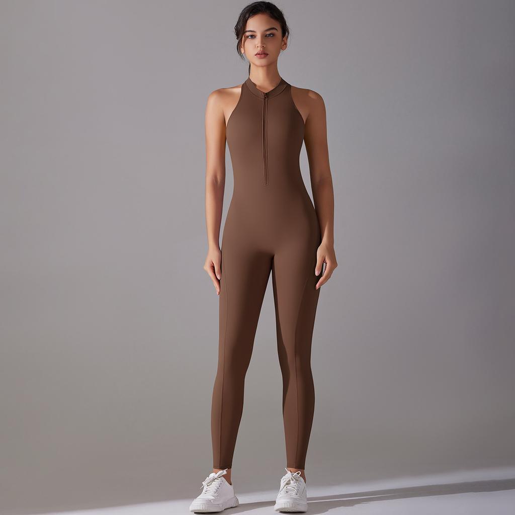 One Piece Zipper One-Piece Yoga Suit Women'S Sports Bodysuit With Hollowed Out Beautiful Back Running And Fitness Suit One-Piece Suit Women