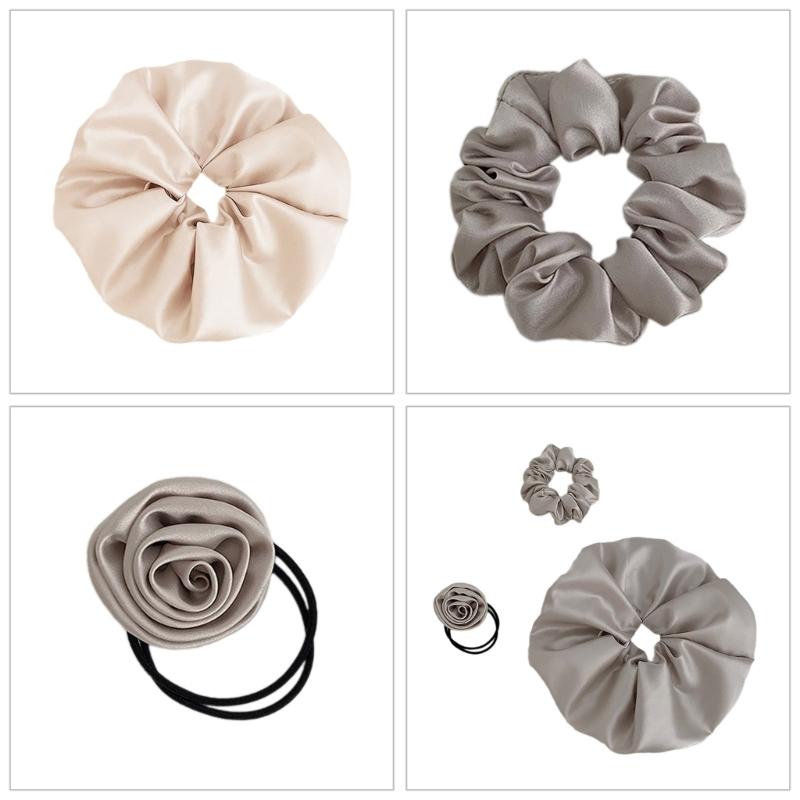 Hair Tie Rose Ribbon Hair Rope Rose Silky Scrunchies Princess Ribbon Tie Princess Scrunchies Hair Tie Rosettes