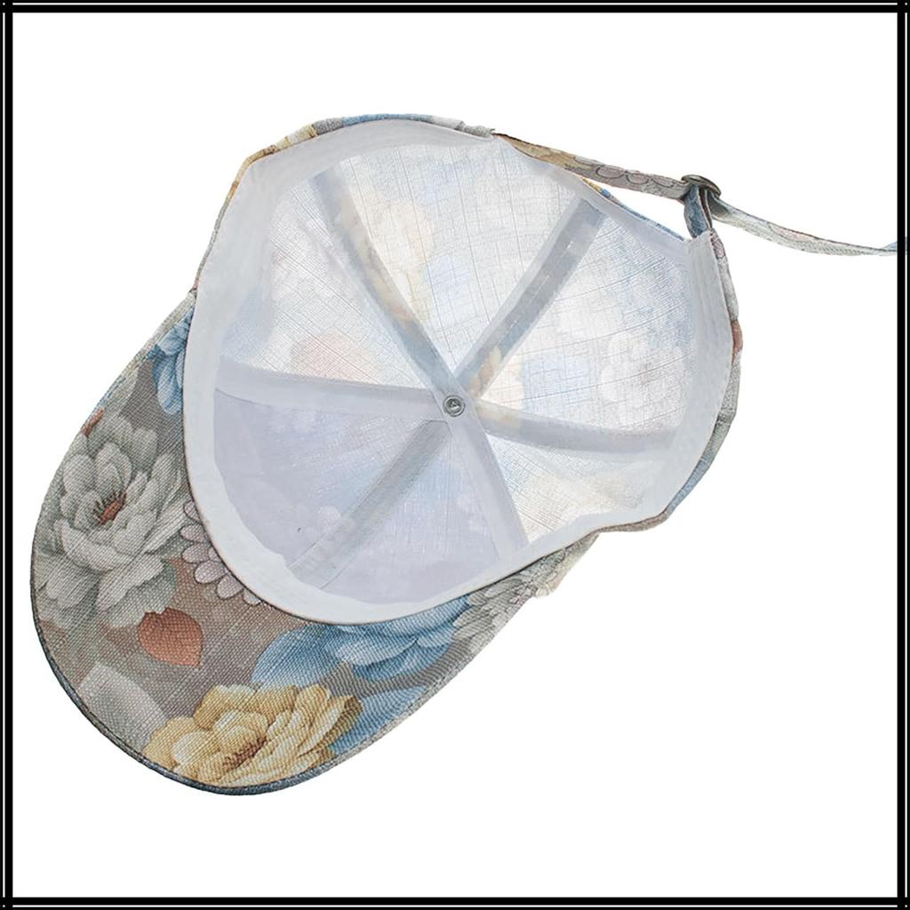 White Fang Cap Floral Pattern Hat Sports Running Outdoor CA659 Women's (Beige)