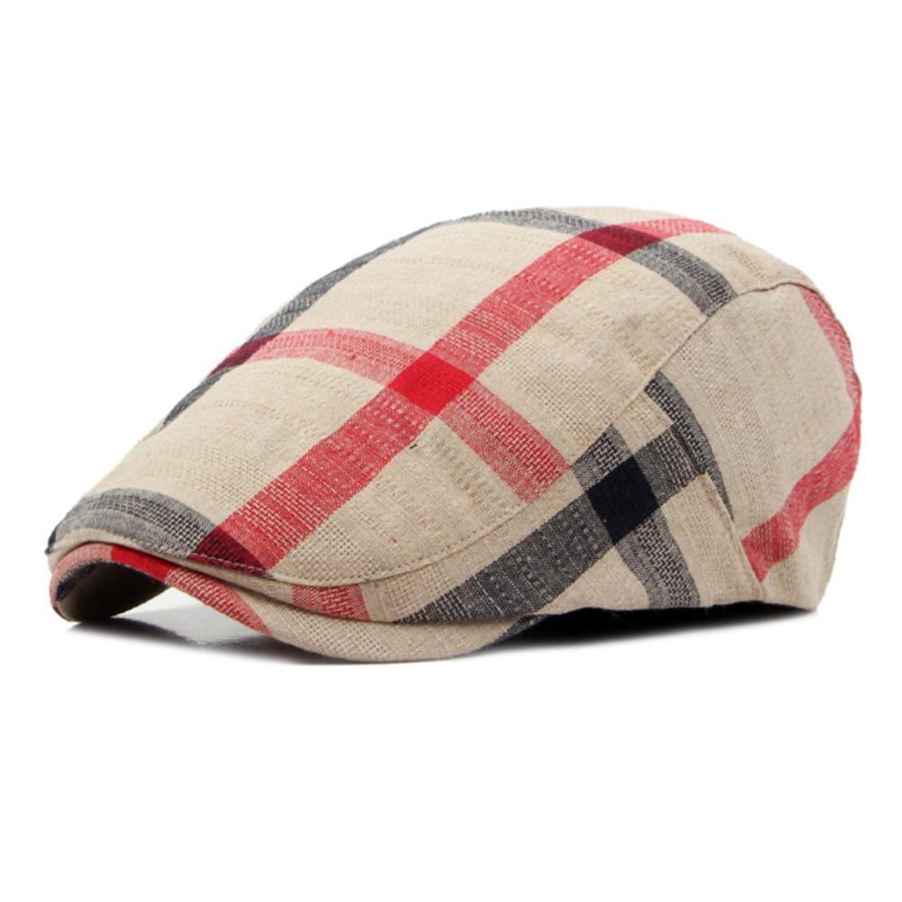 Button Adjustable Plaid Berets Colorful Newsboy Caps Unisex Summer Visor Hat for Men Women