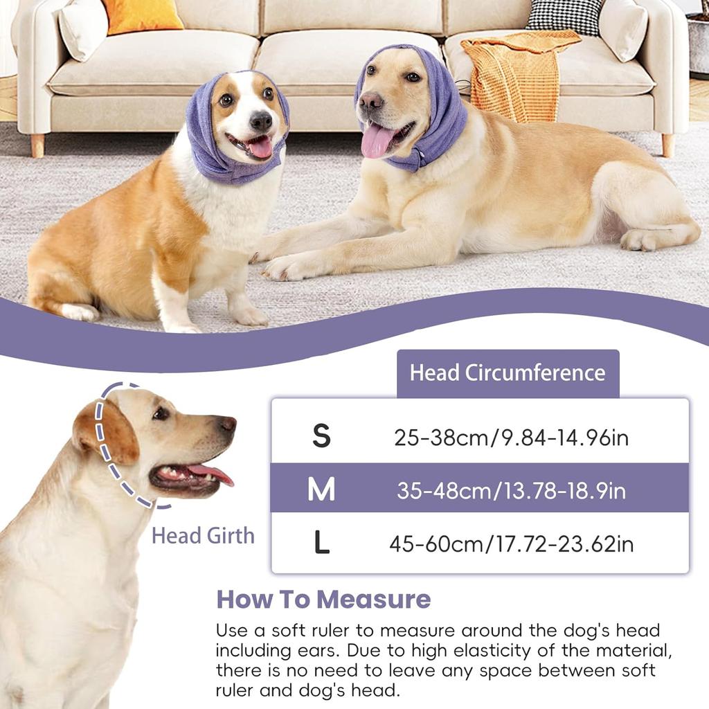 Dog Calm Hoodie, No Shake Ear Wraps for Dogs, Quiet Dog Ear Cover Noise Protection, Pet Ear Muffs Dog Ear Protector Head Wrap Cover for Anxiety