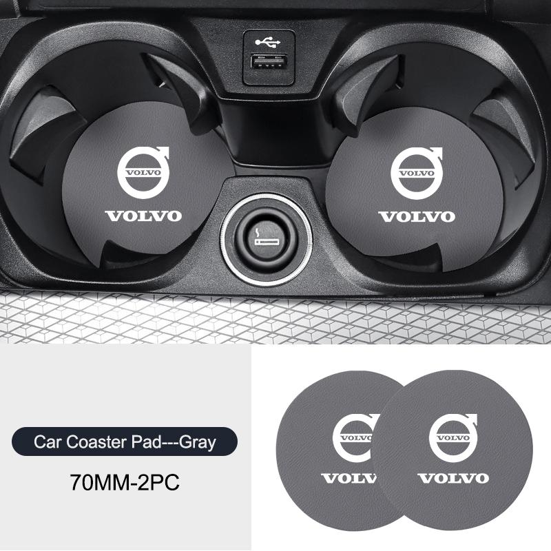 2 szt. Skórzana Mata Antypoślizgowa na Uchwyt na Kubek Samochodowy Akcesoria Do Volvo EX90 V60 V40 XC90 S60 XC60 V50 V70 S90 XC40 S80 V90 EX30