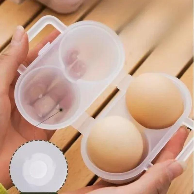 Two Compartment Outdoor Portable Egg Box Shockproof Drop Resistant Transparent Egg Holder Anti Crushing Picnic Camping Egg-Box